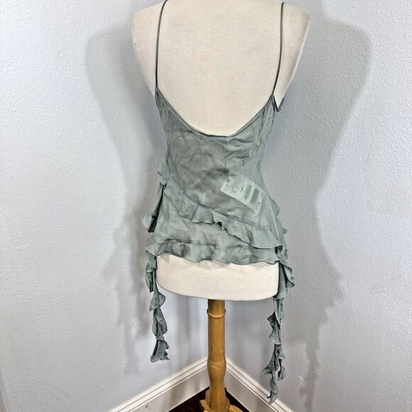 Zara Blouse Womens Small Green Avant Garde Ruffle Fairycore Preppy‎ Y2K 90s - Picture 4 of 13